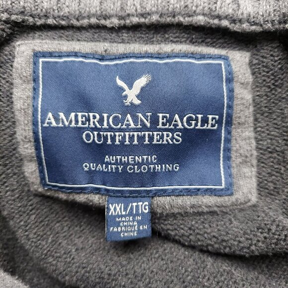 American Eagle Outfitters XXL Gray Cotton Half-Zip Sweater - Picture 4 of 6